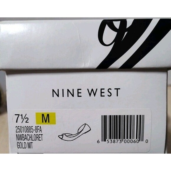 Nine West Bachloret Gold Metallic Flats Women's 7.5M Open Toe - Picture 12 of 12